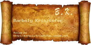 Barbély Krisztofer névjegykártya
